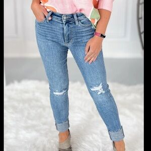 Judy Blue Destroyed Cuffed Raw Cut Hem Skinny Jeans 29